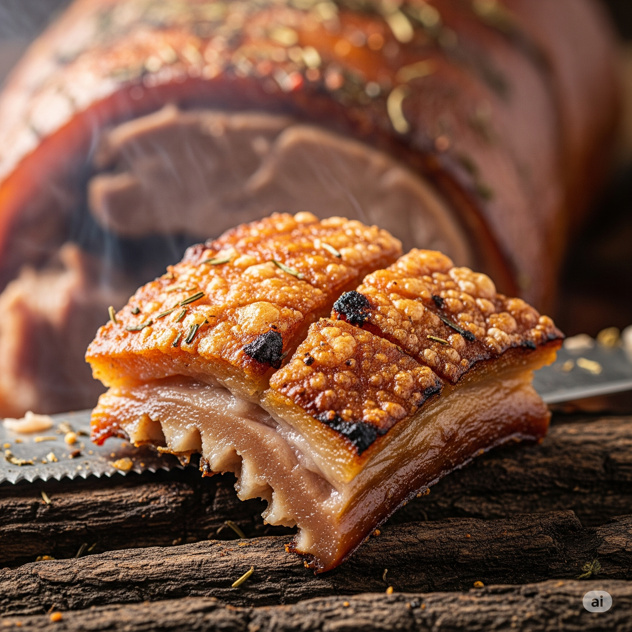 Traditional hog roast with crispy crackling