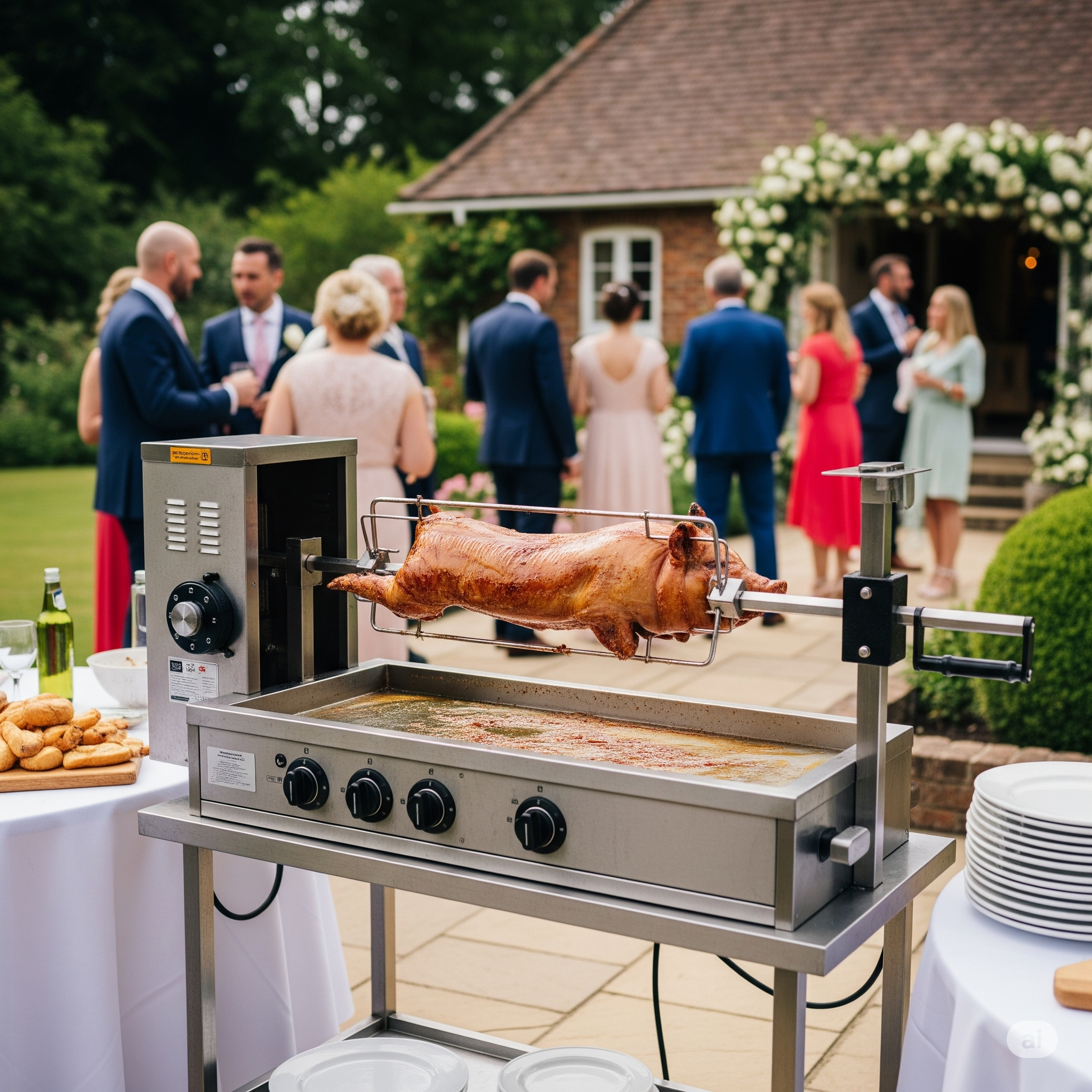 Rob's hog roast setup at wedding event